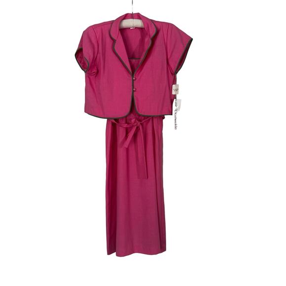 ✨Vintage 70s/80s Pink & Green sun summer‎ dress & jacket with tags Perwinkle 10 - Picture 1 of 13